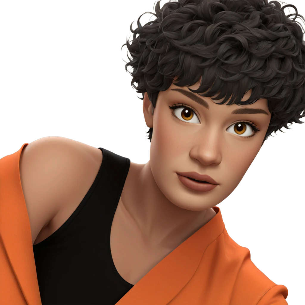 realistic girl with short hair emoji
