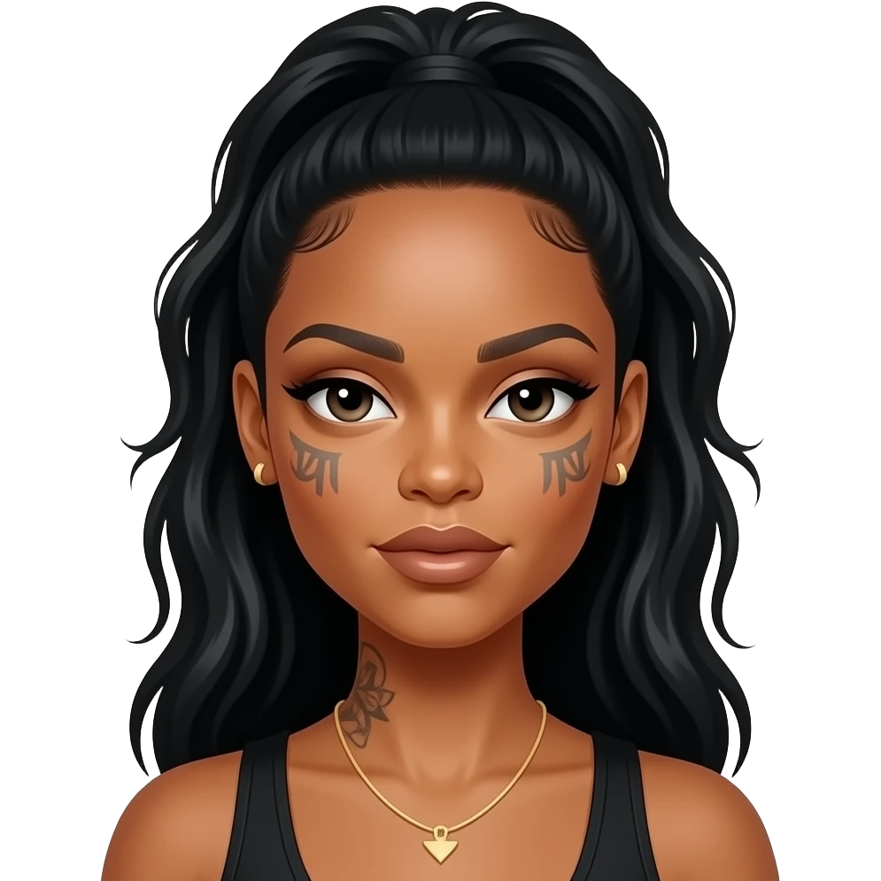 rihanna with face tattoe emoji