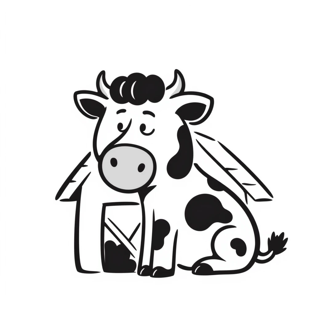 a laughing cow, hand drawn doodle style emoji