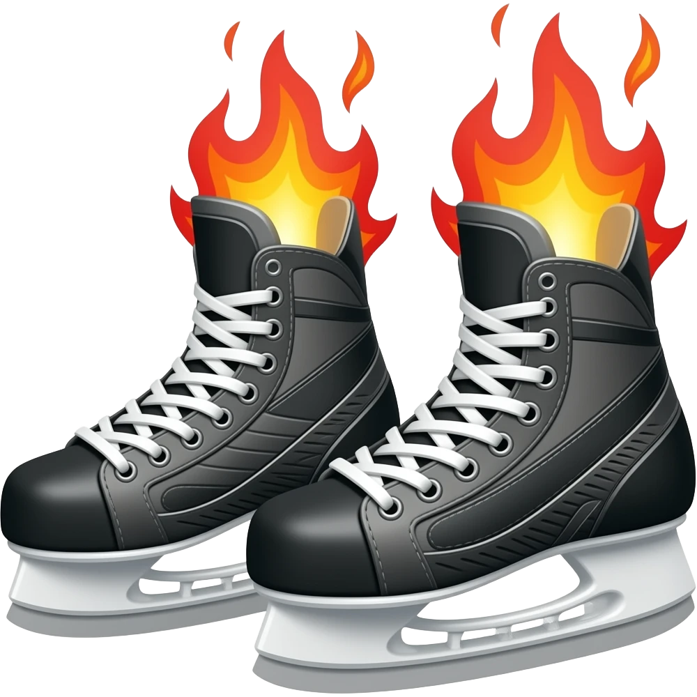 2 Hockey skates with fire comeing off of them emoji