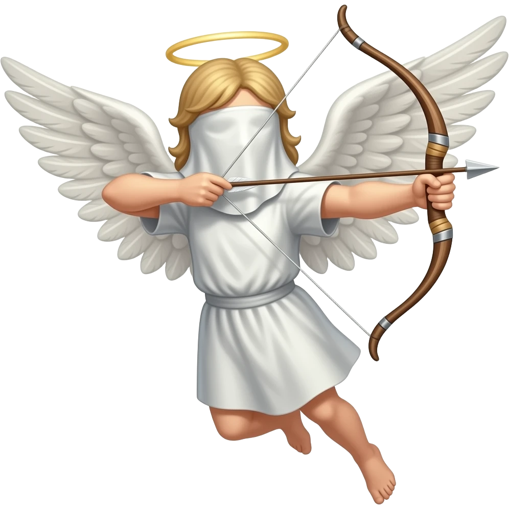 an angel with light covering the face flying shooting bow and arrows emoji