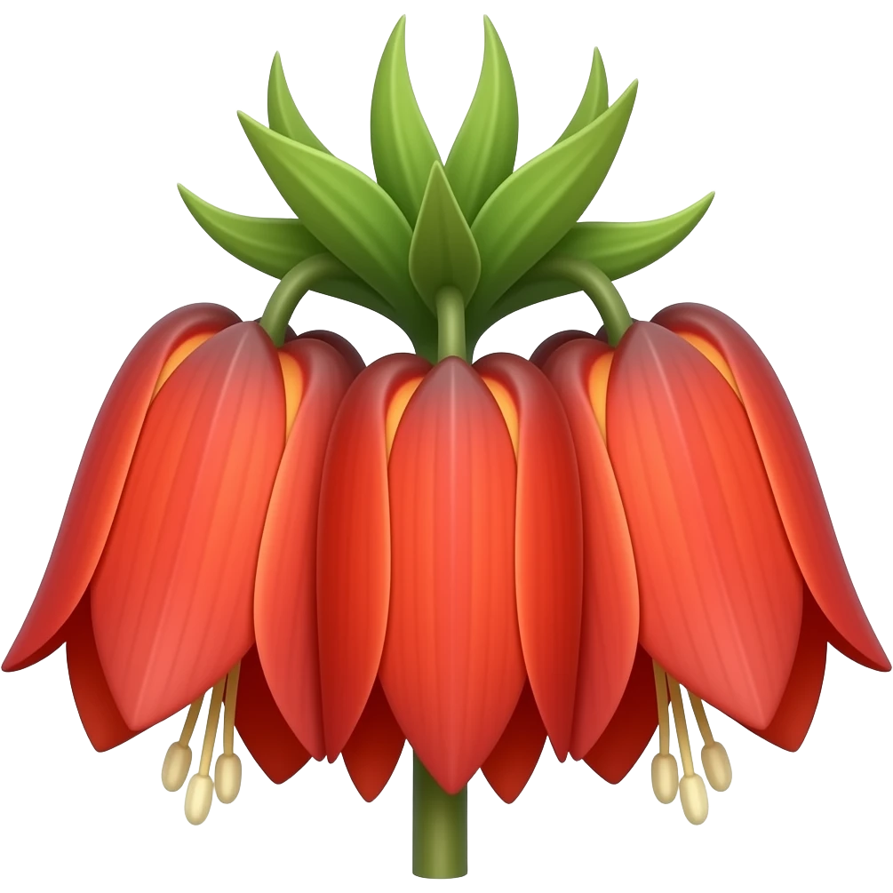 нарисуй цветок Crown Imperial с небольшим лоском и объемом, цветок должен быть виден весь, со стеблем, цветы должны быть красными emoji