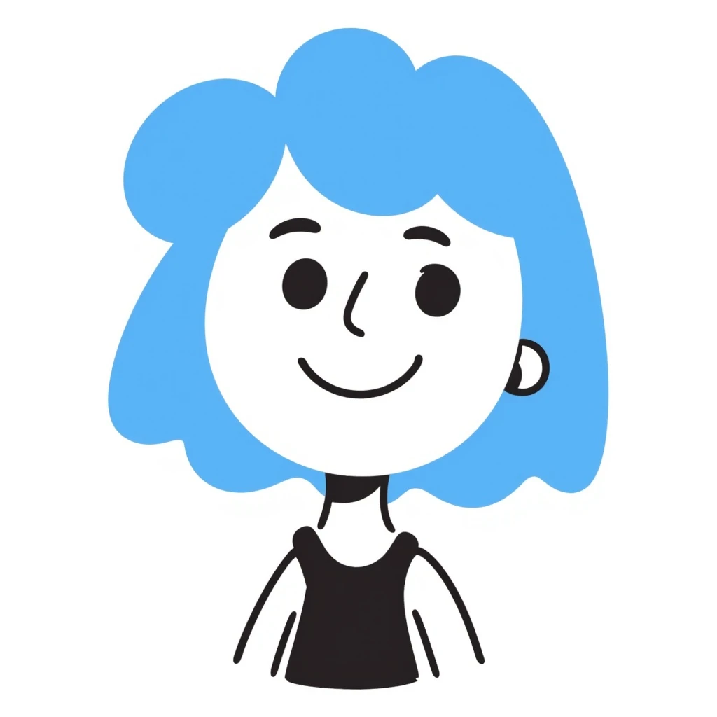 a smiley face of a girl with blue hair emoji
