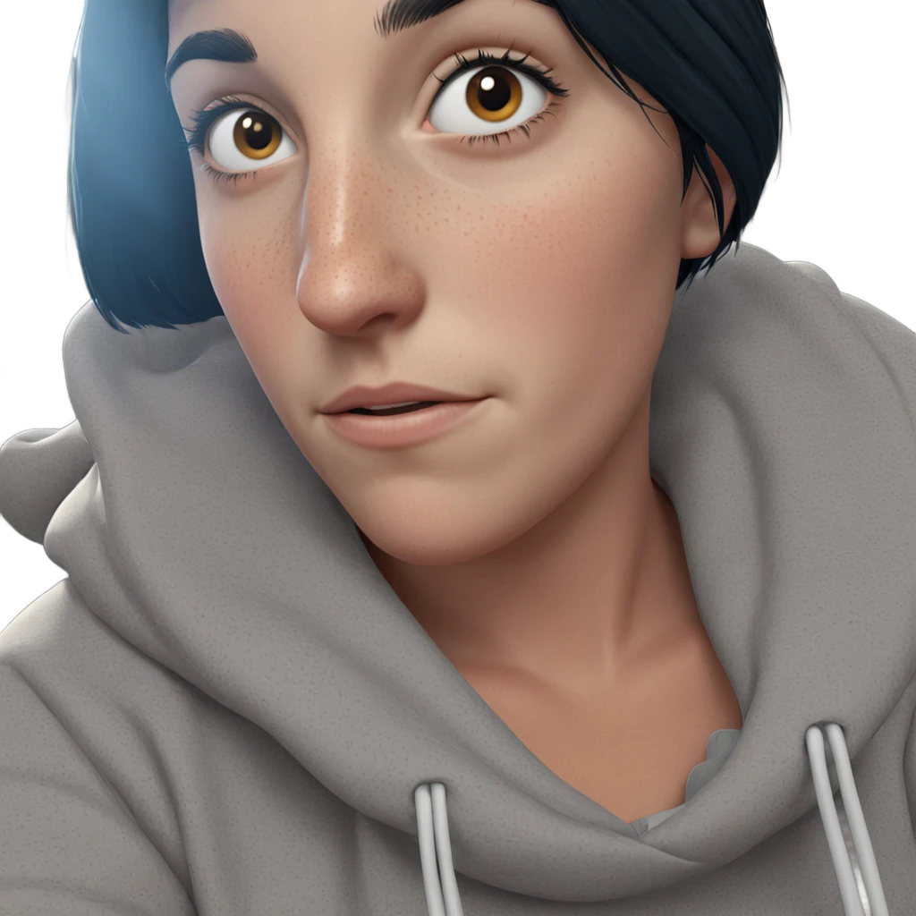 black haired girl with freckles emoji