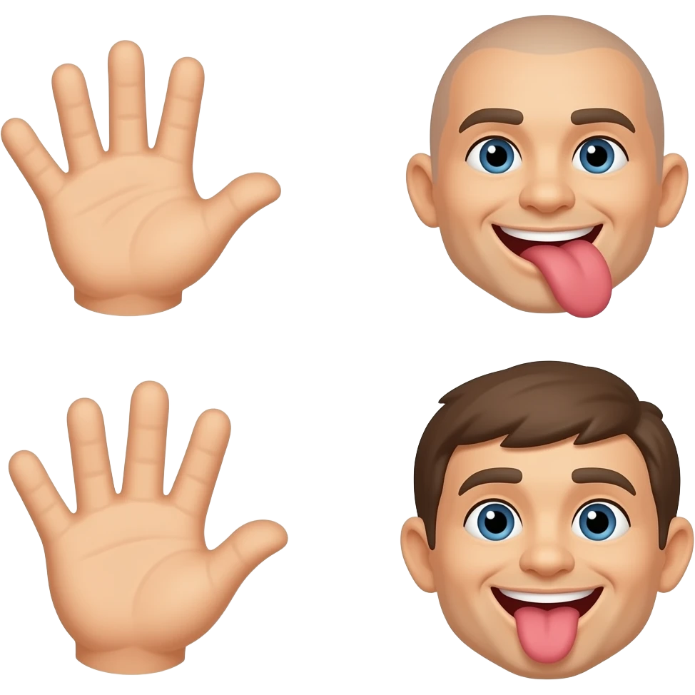 Two hands on with seven on it the other six going up and down with a face tongue sticking out emoji