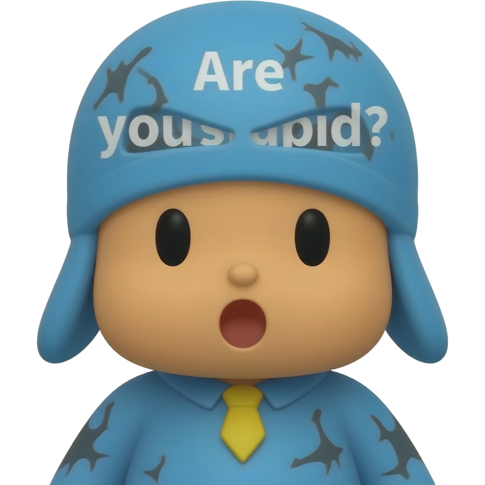 Roblox character Roblox doomsday style on Roblox POCOYO doomsday saying do you are have stupid? emoji