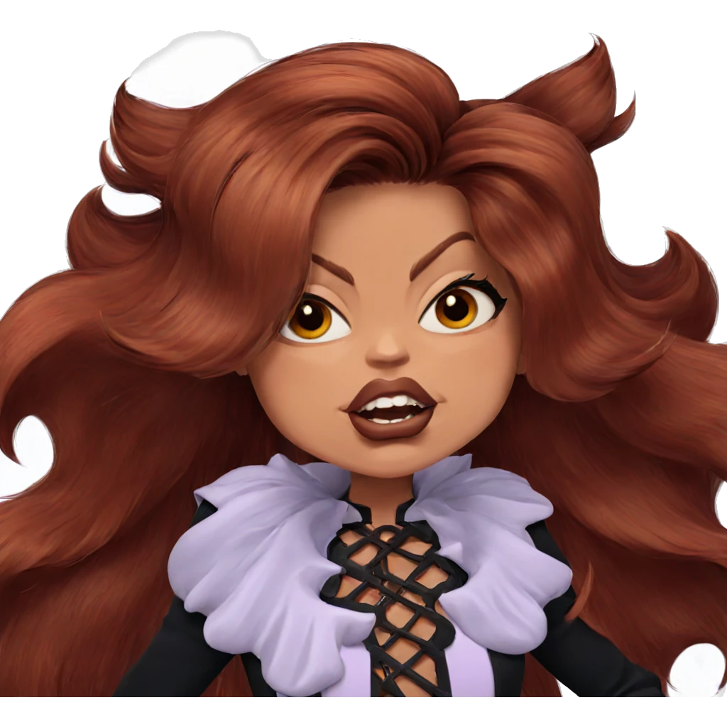 brown haired girl with fangs emoji