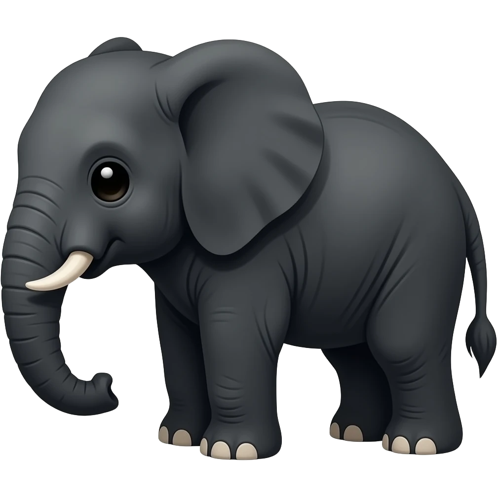 Kawaii style baby black elephant emoji