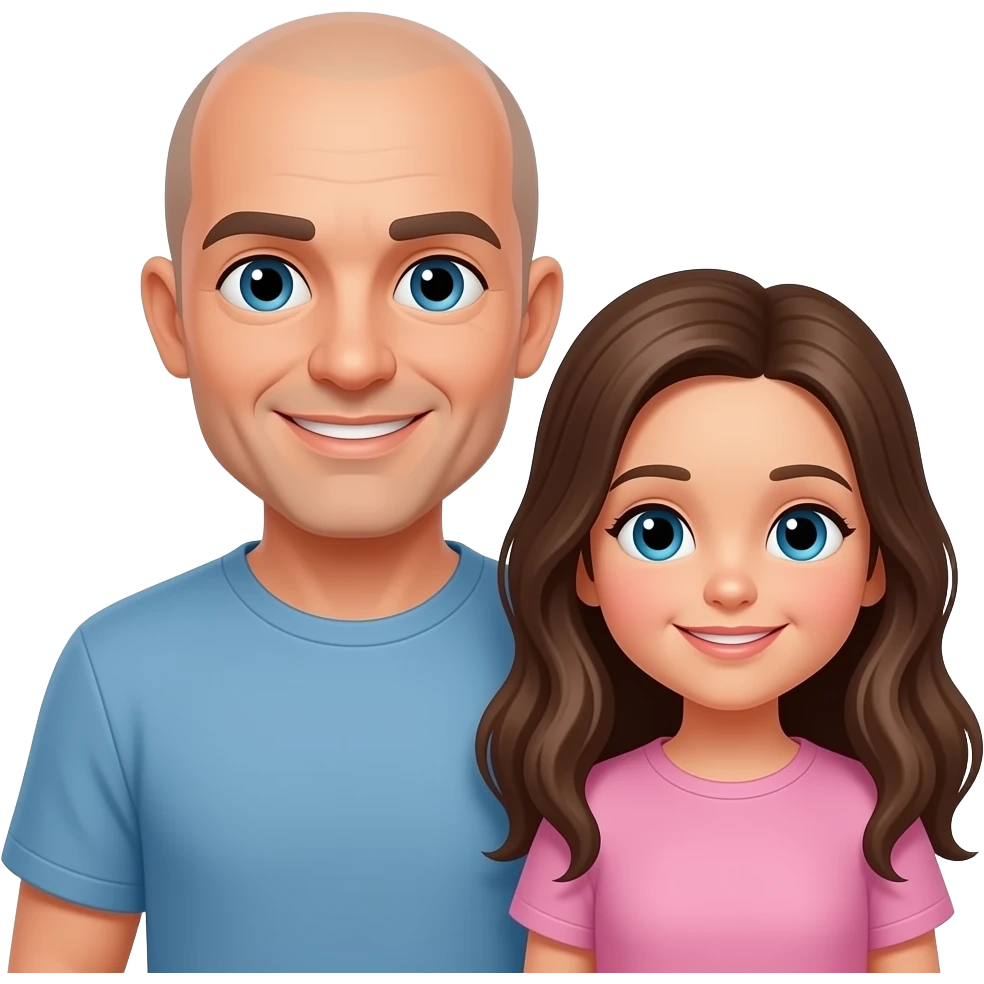 Uomo calvo  con figlia capelli lunghi emoji