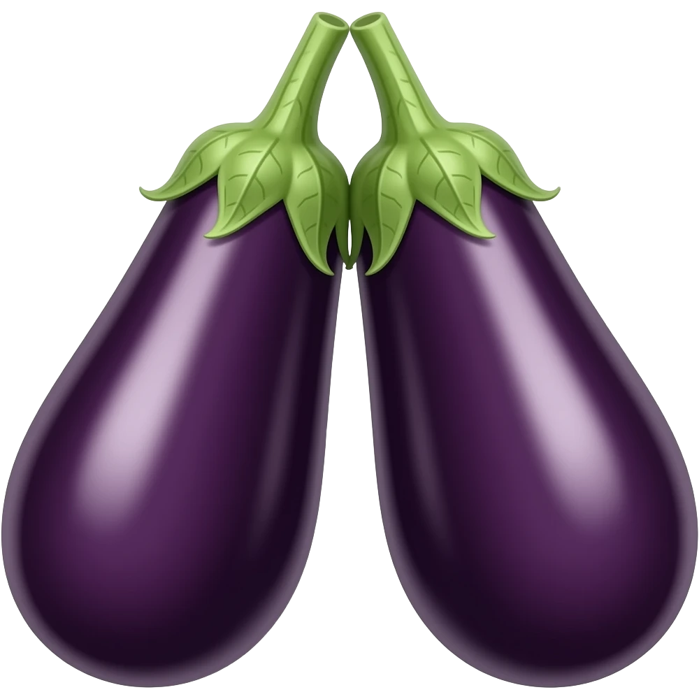 An Eggplant docking with an eggplant at the green tip, and make the eggplant veins need to look and route like real veins in a bulging arm emoji