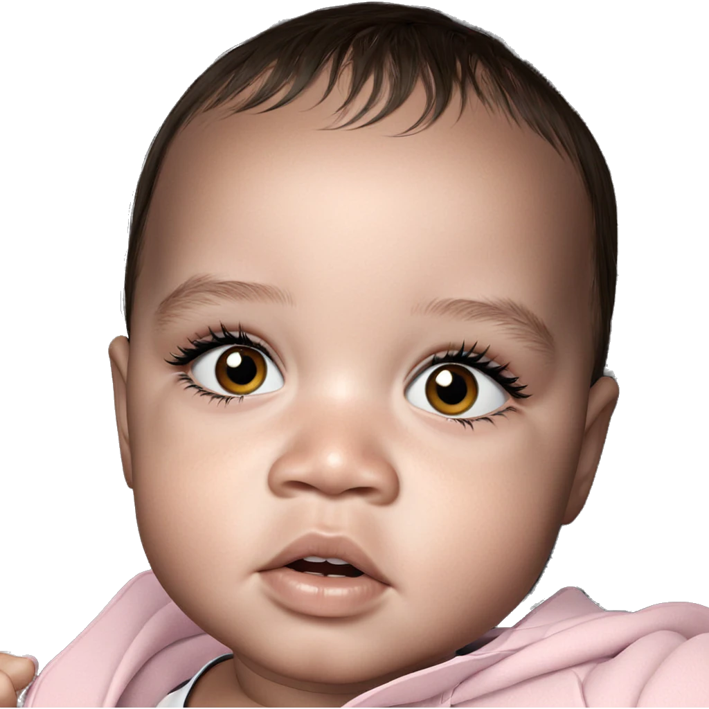 portrait of a girl with black eyes emoji