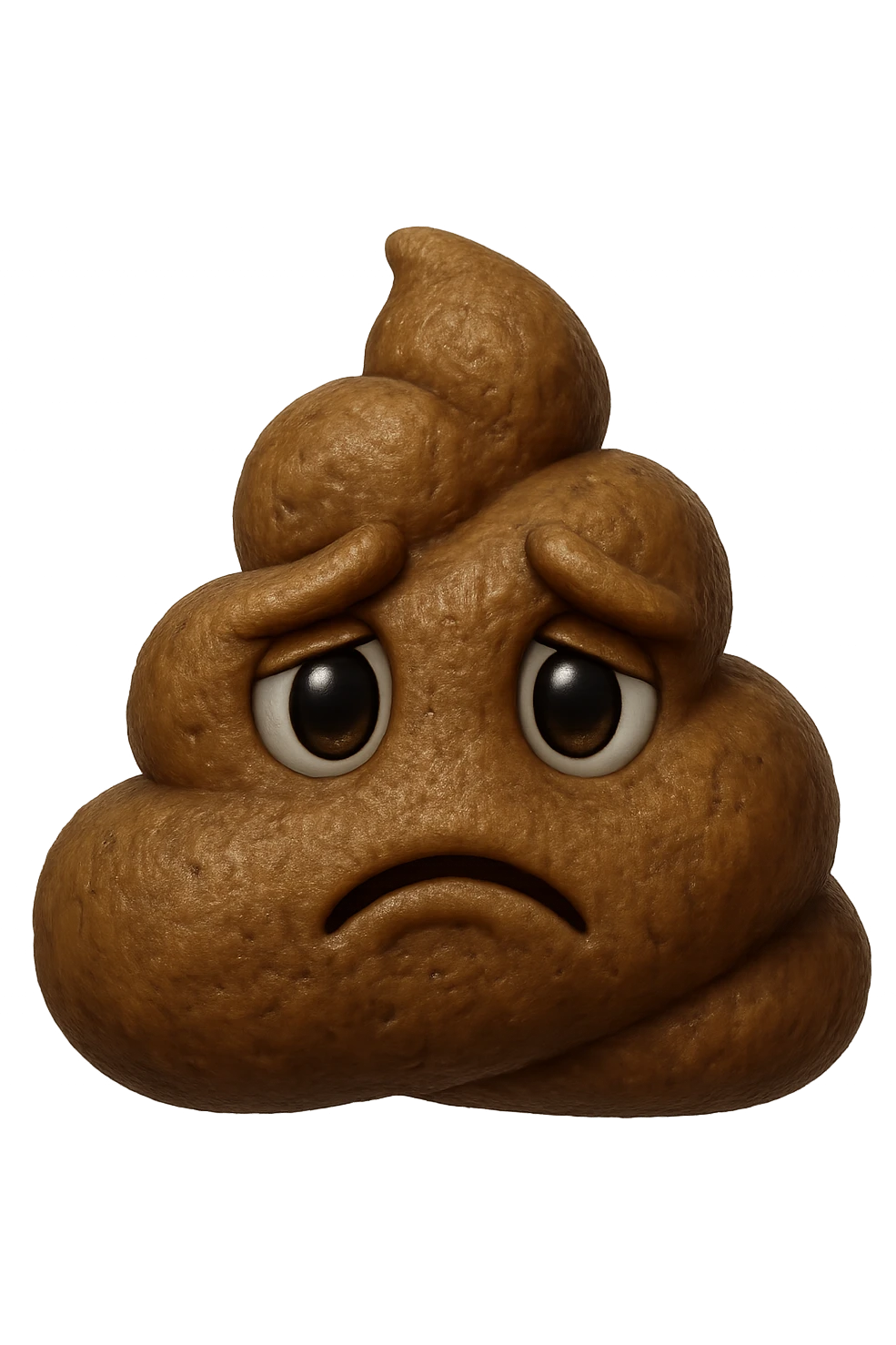 emoji stile iphone di una montagnetta di feci umane realistiche a palline tristi, iperrealistico 4k emoji