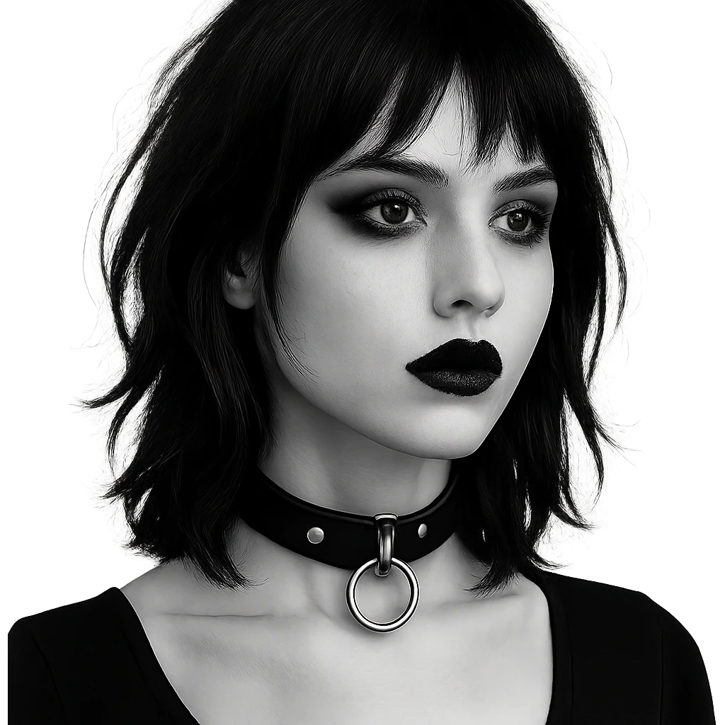 goth black white choker , remove background  emoji