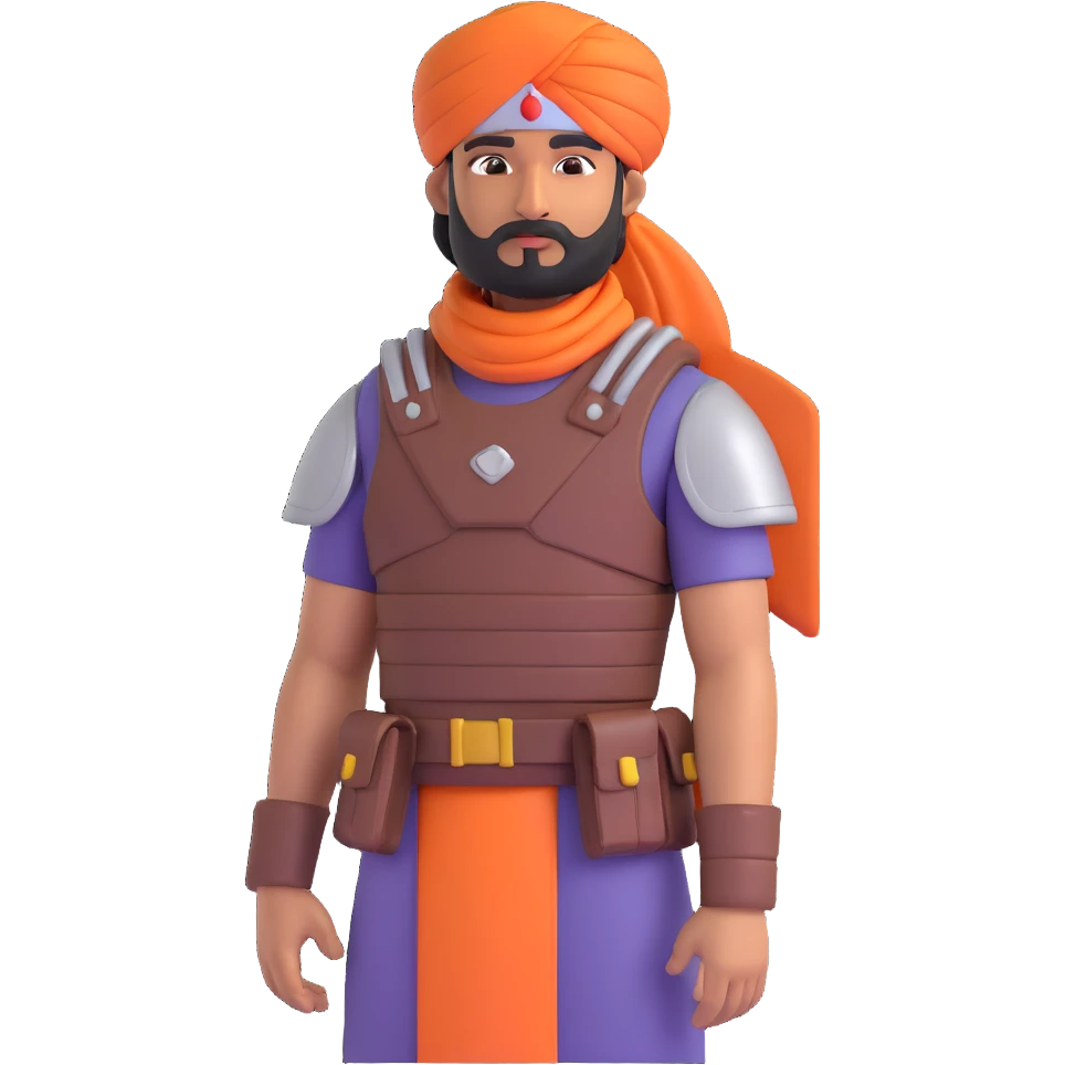 indian man with turban and body armor emoji