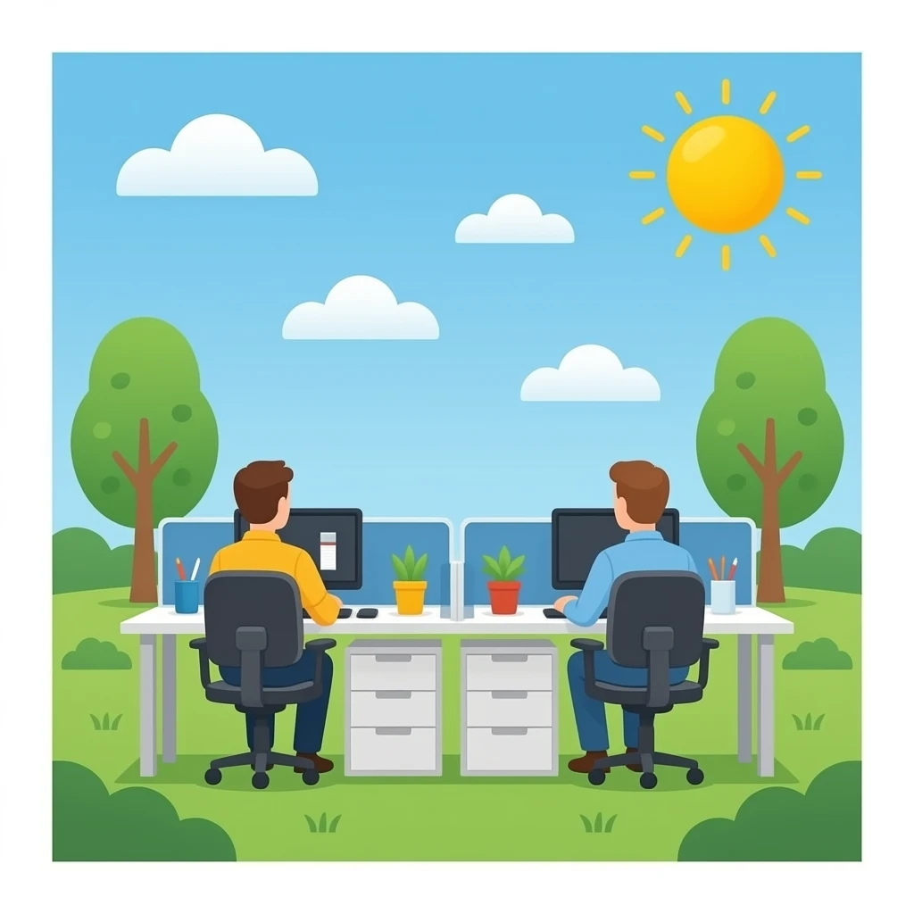 oficina con trabajadores emoji