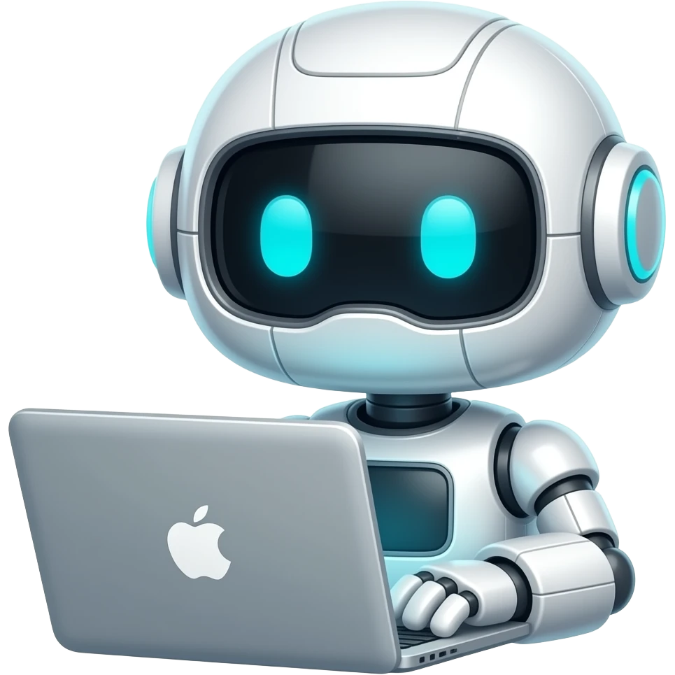 cute robot  use mac book -- try looking for sth emoji