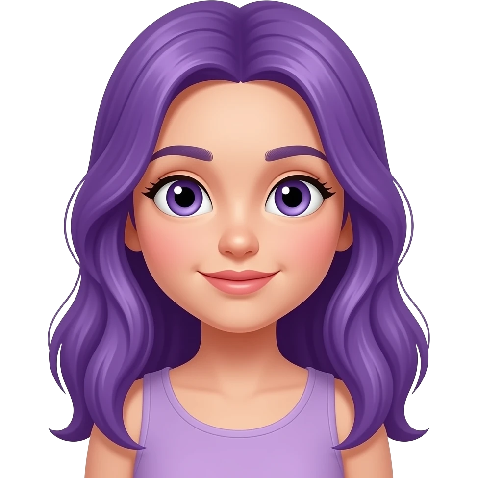 GIRL WITH LONG PURPLE HAIR IS FASCINATED emoji