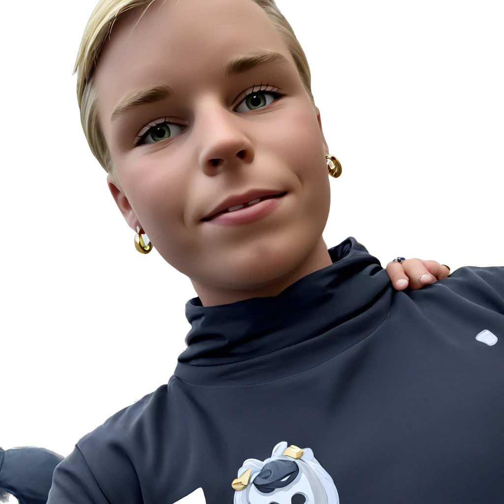 blonde boy outdoors with jewelry emoji