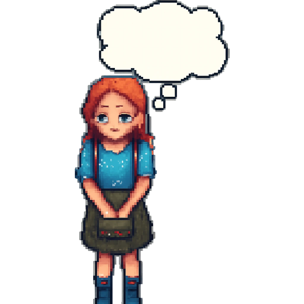 Add a thought bubble above the girl's head. Keep the background transparent. emoji
