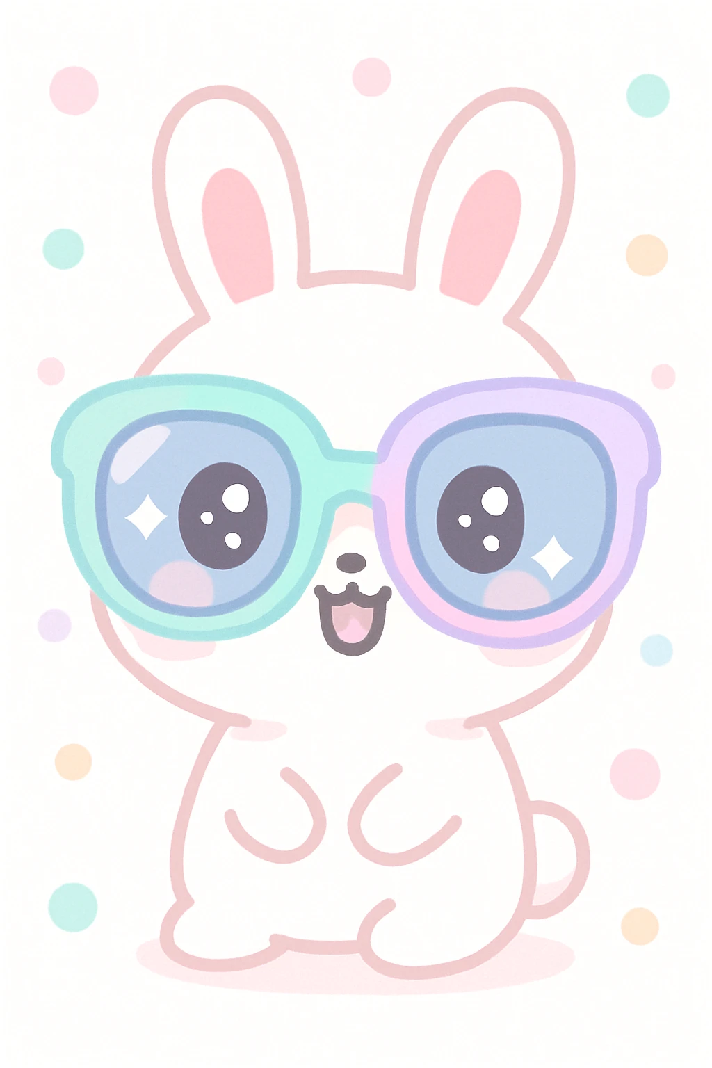 conejo blanco con gafas de sol grandes, estilo kawaii emoji
