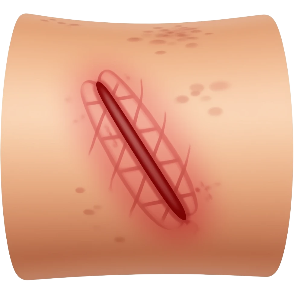 피부에 빨갛게 빗금 정도 번진 상처 emoji