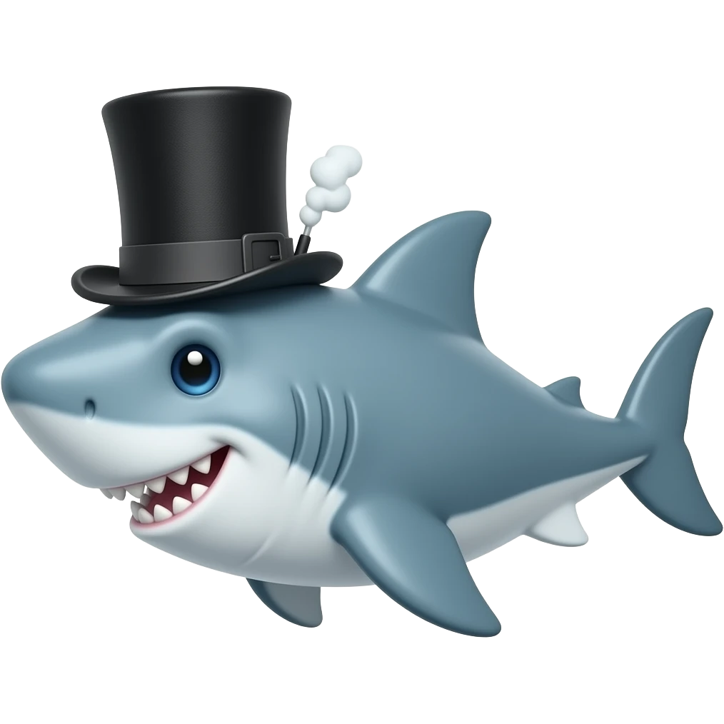 Shark with a top hat emoji
