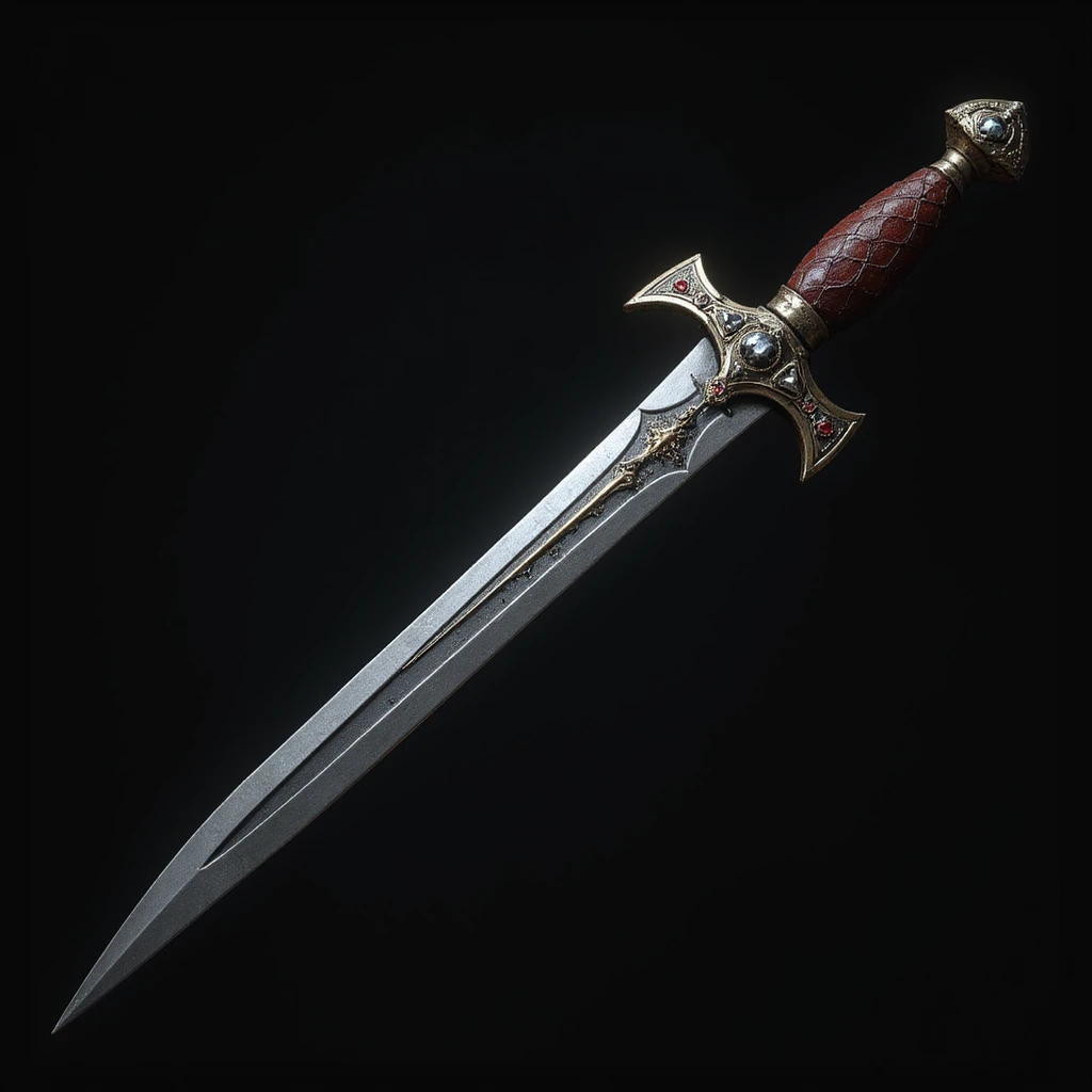 realistic gothic dagger, with a jeweled hilt, photorealistic style, no background emoji