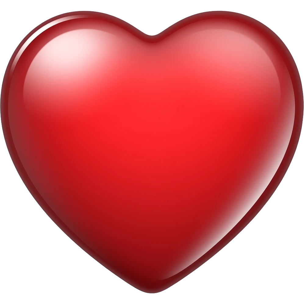 Bright red heart reflective emoji