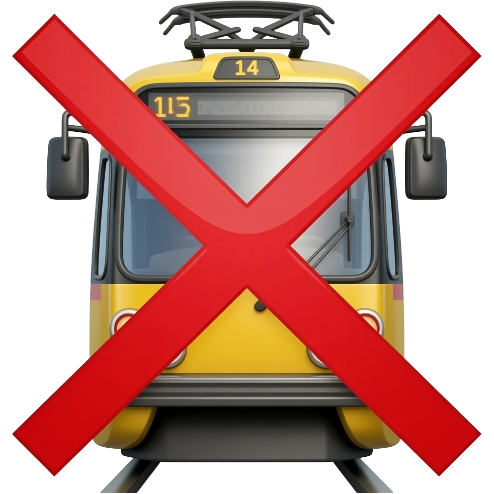 tram with red x through it emoji
