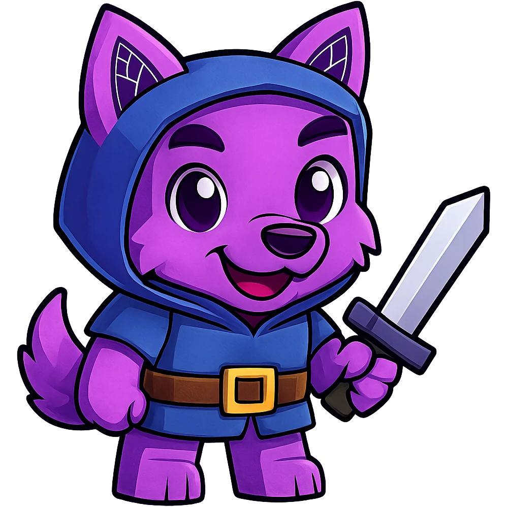 Extract every character from the picture. character including the clothes and accessories they are wearing, and place on a transparent background. Keep the original style and appearance exactly the same. and separately give me the each character picture. There is 3 character in this image. there is two dog

 emoji
