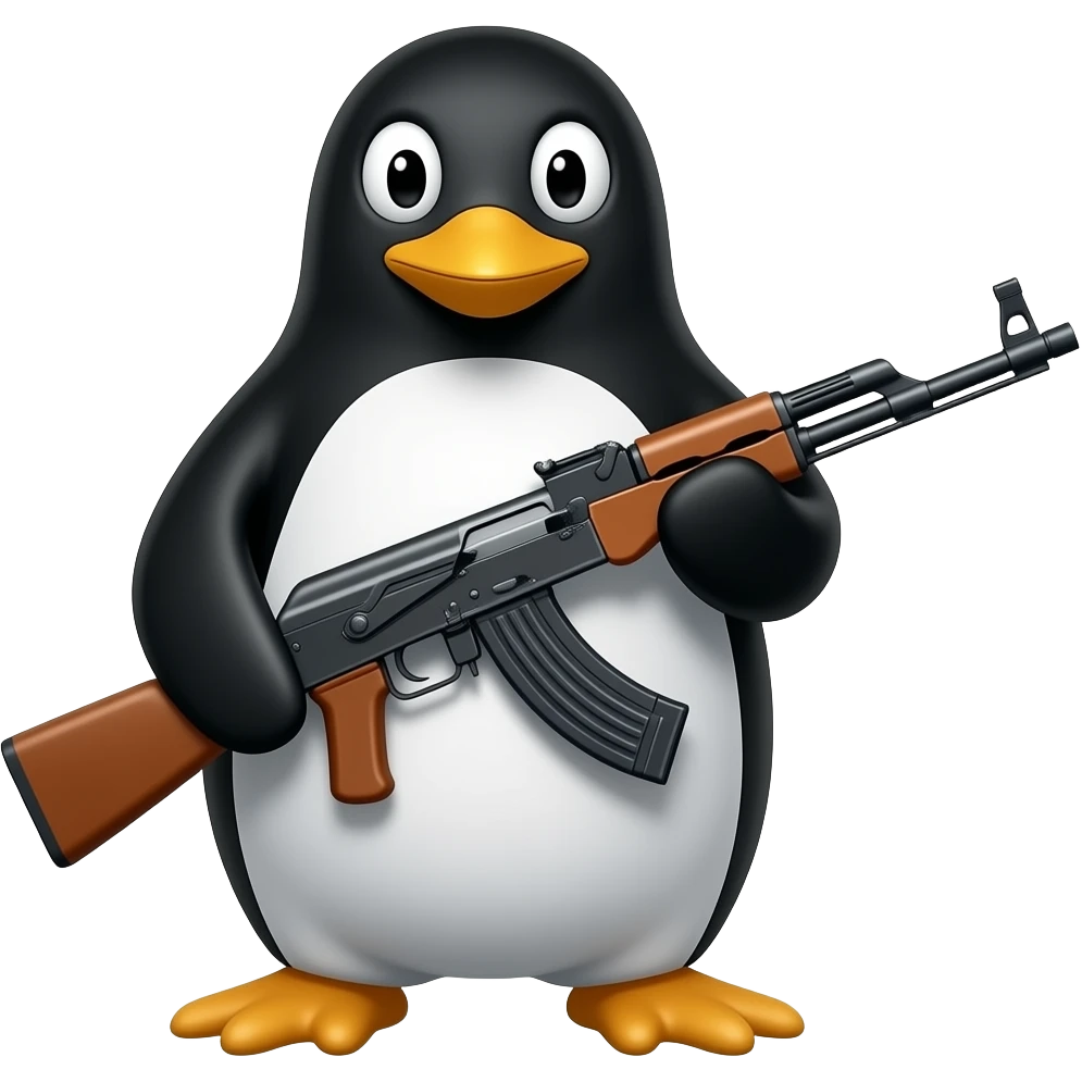Penguen holding ak-47 emoji
