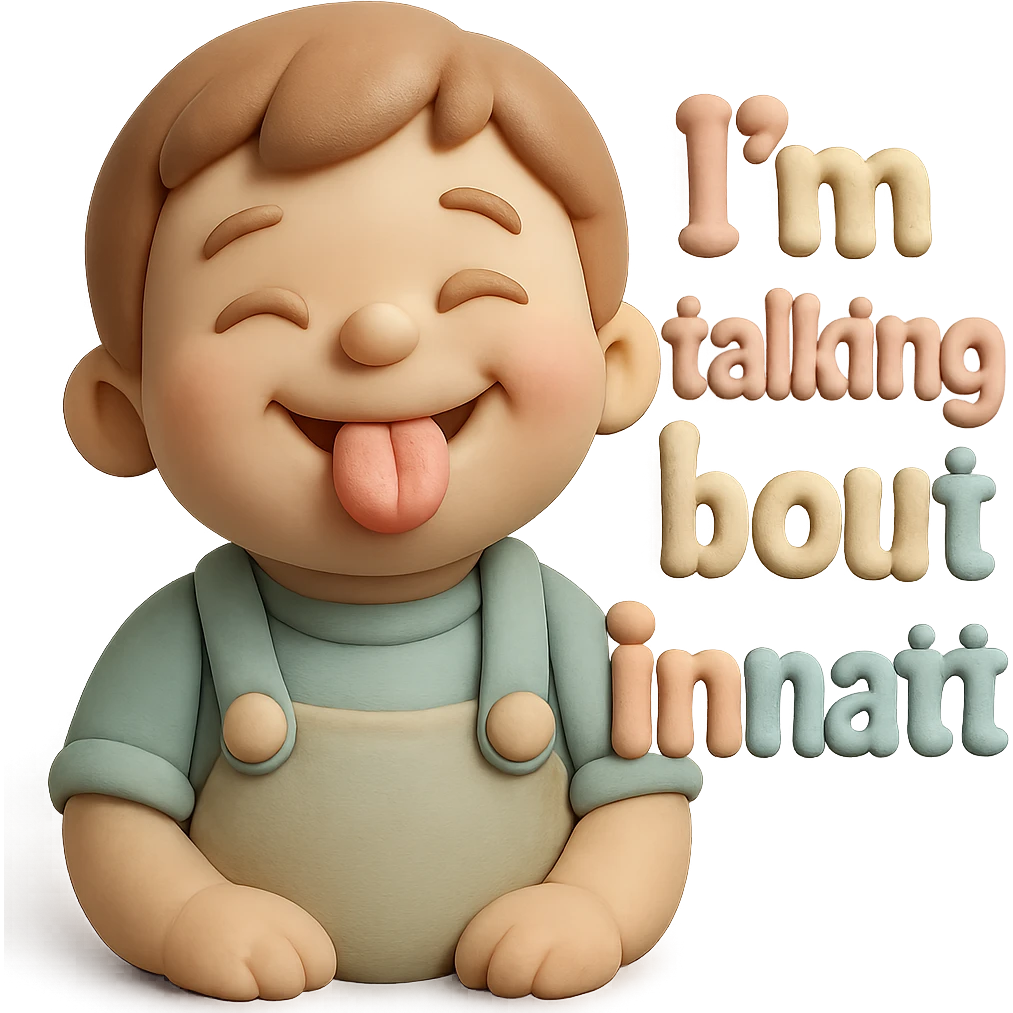 smiling with tongue sticking out
add the words  I’m talking bout innatt  emoji