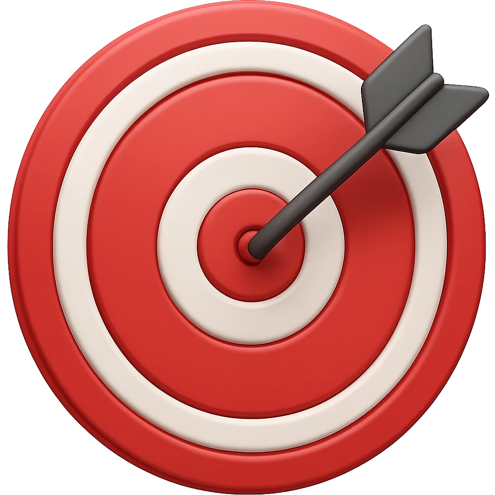 Add a simple arrow in the center of the bullseye target. Keep the style consistent with the original image. No text and no background. emoji