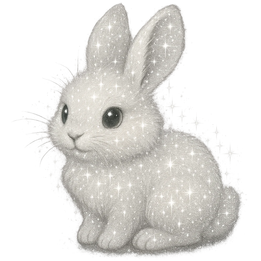 sparkly white rabbit emoji