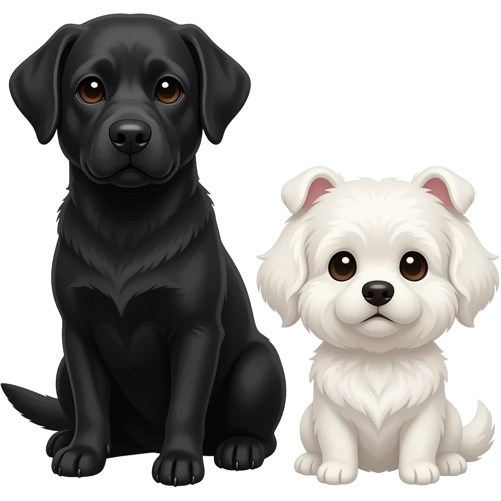 black labrador and small white dog emoji