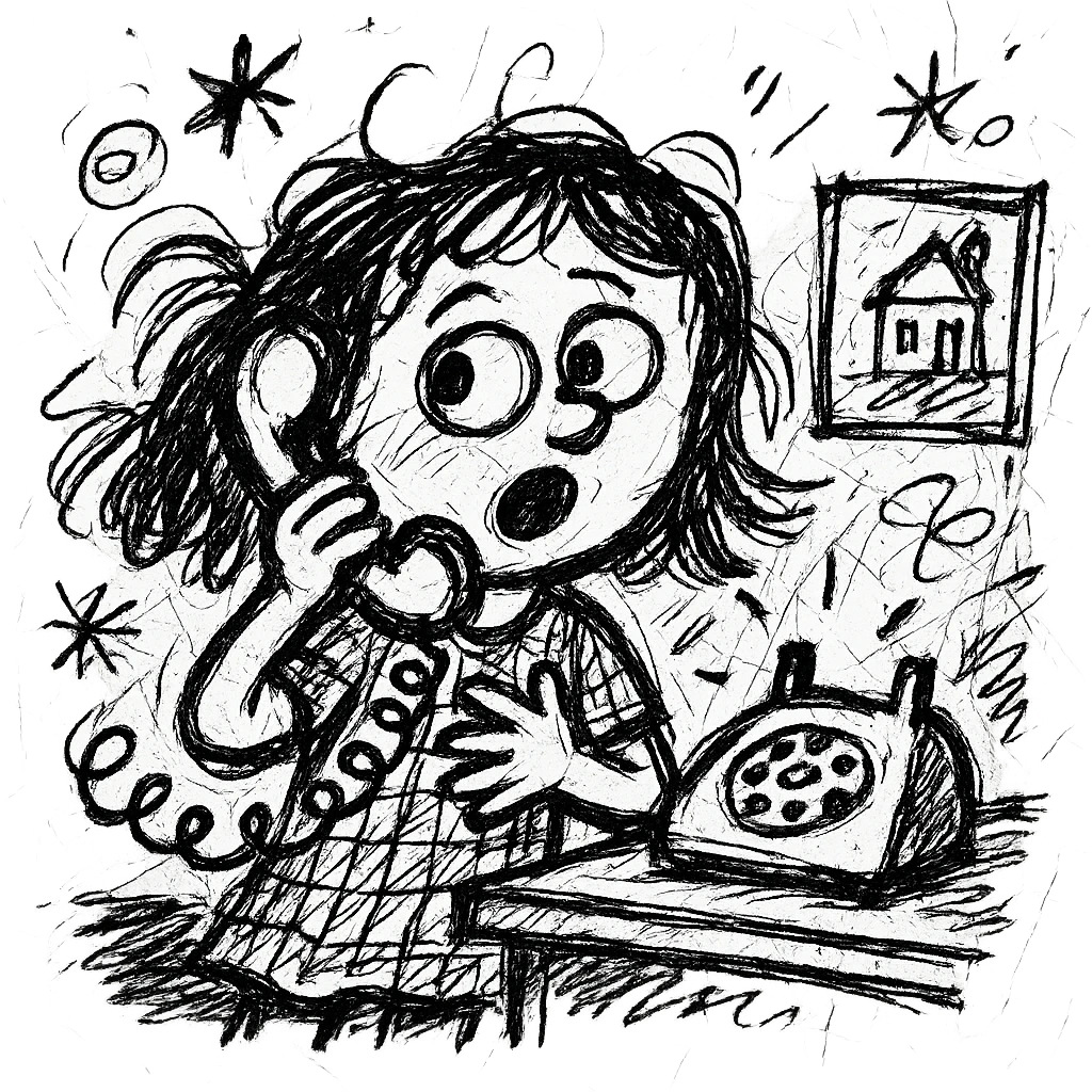 girl talking on telephone in her room emoji