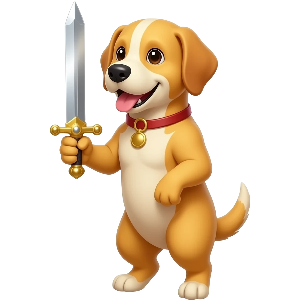 YELLOW DOG WITH SWORD ON HAND emoji