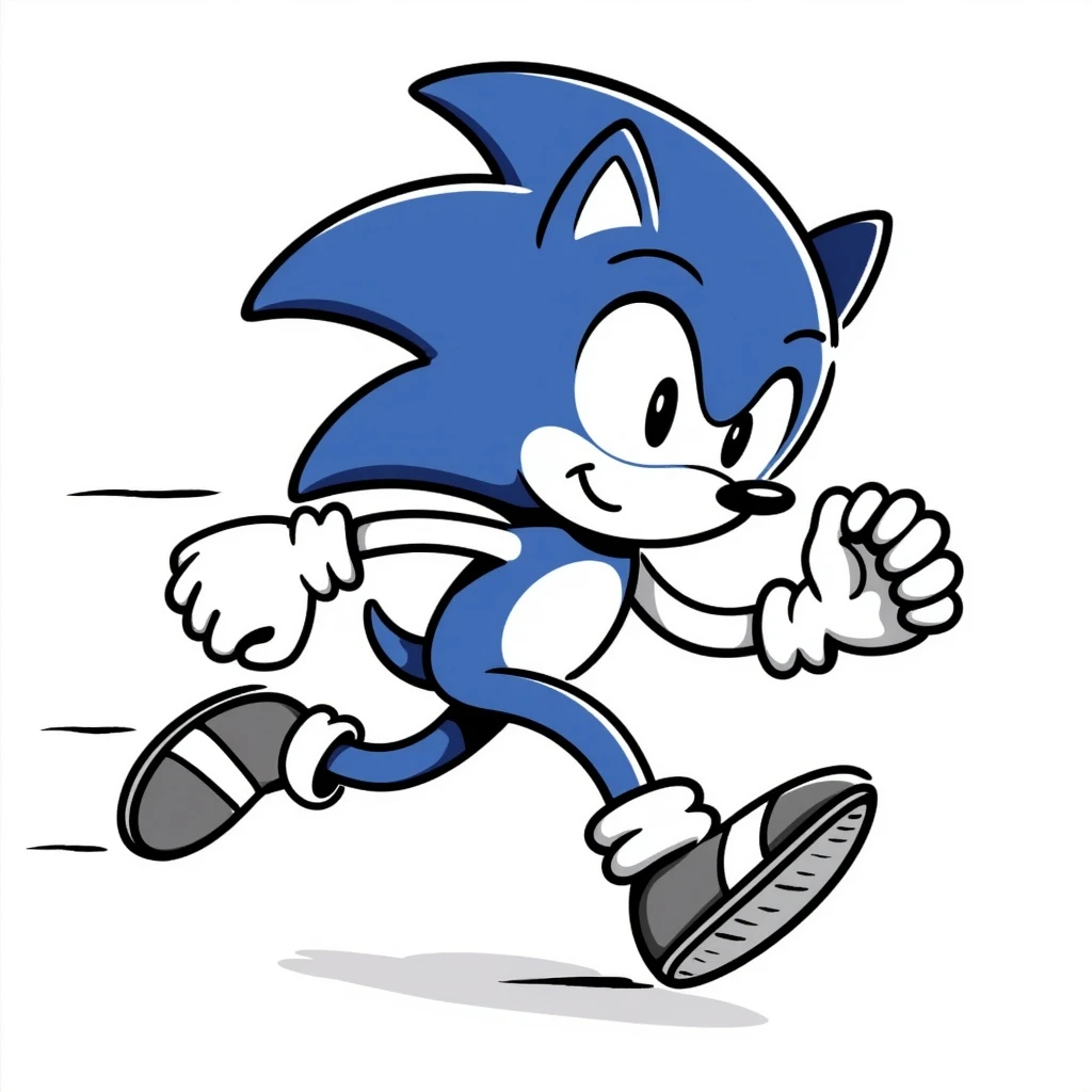 Sonic the Hedgehog, hand-drawn doodle style, playful and simple, black outlines emoji