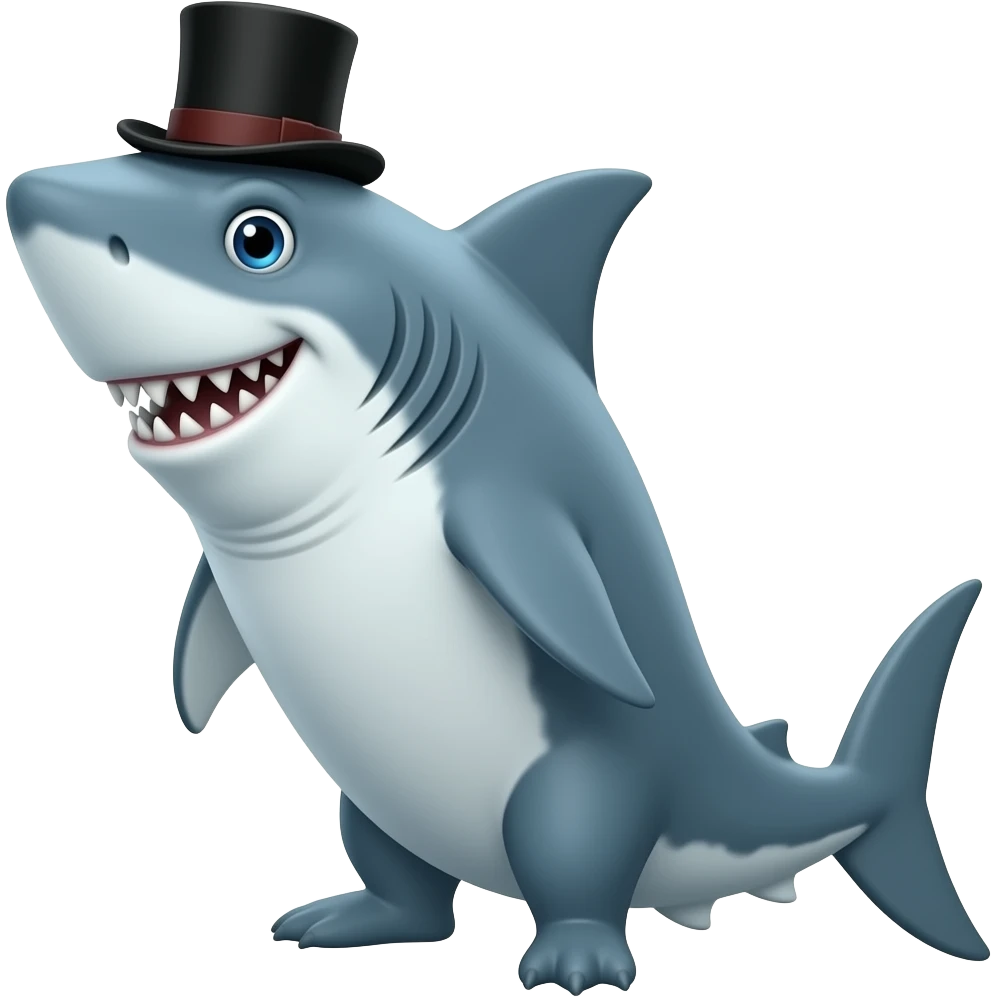 Shark with a top hat emoji