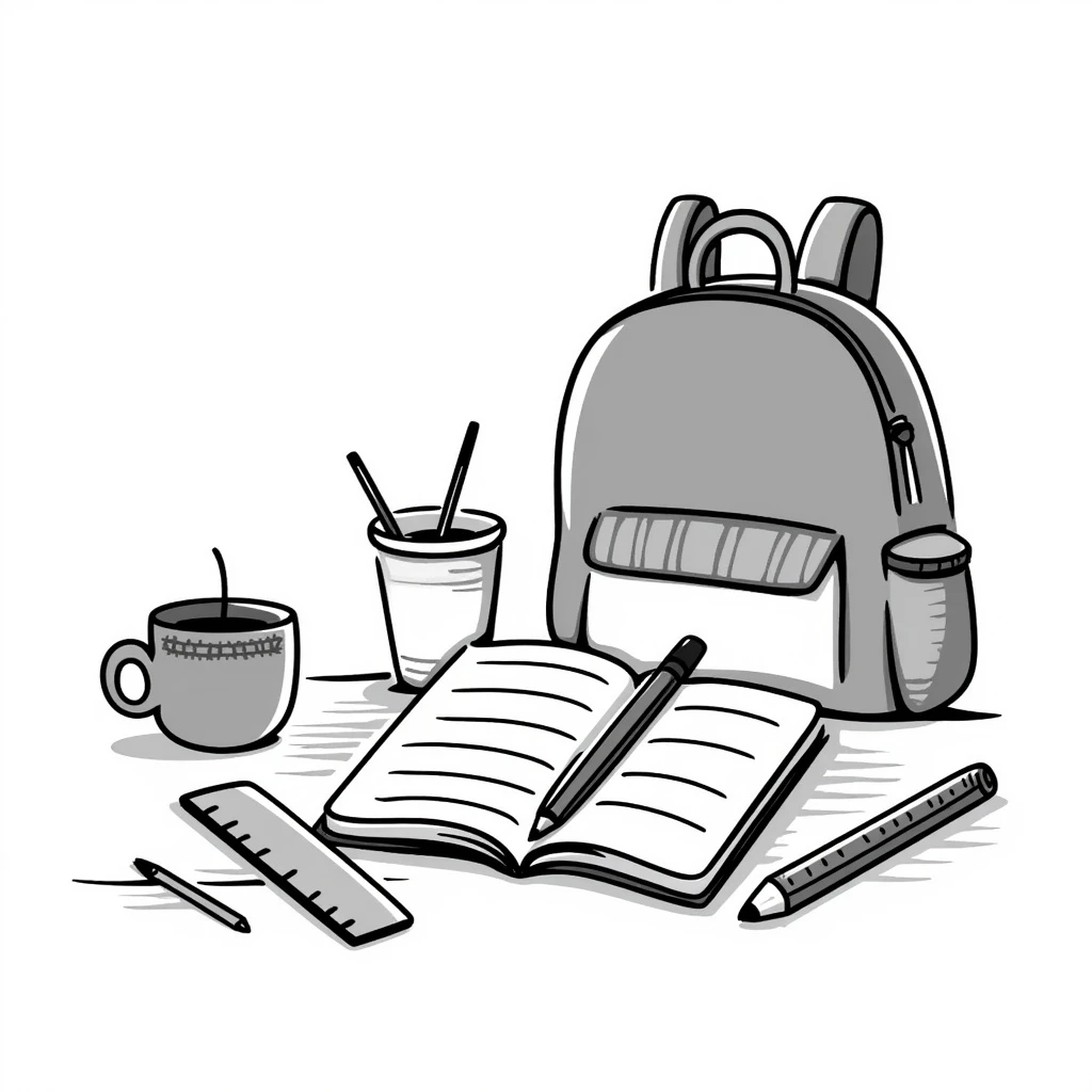 school supplies, hand drawn doodle style emoji