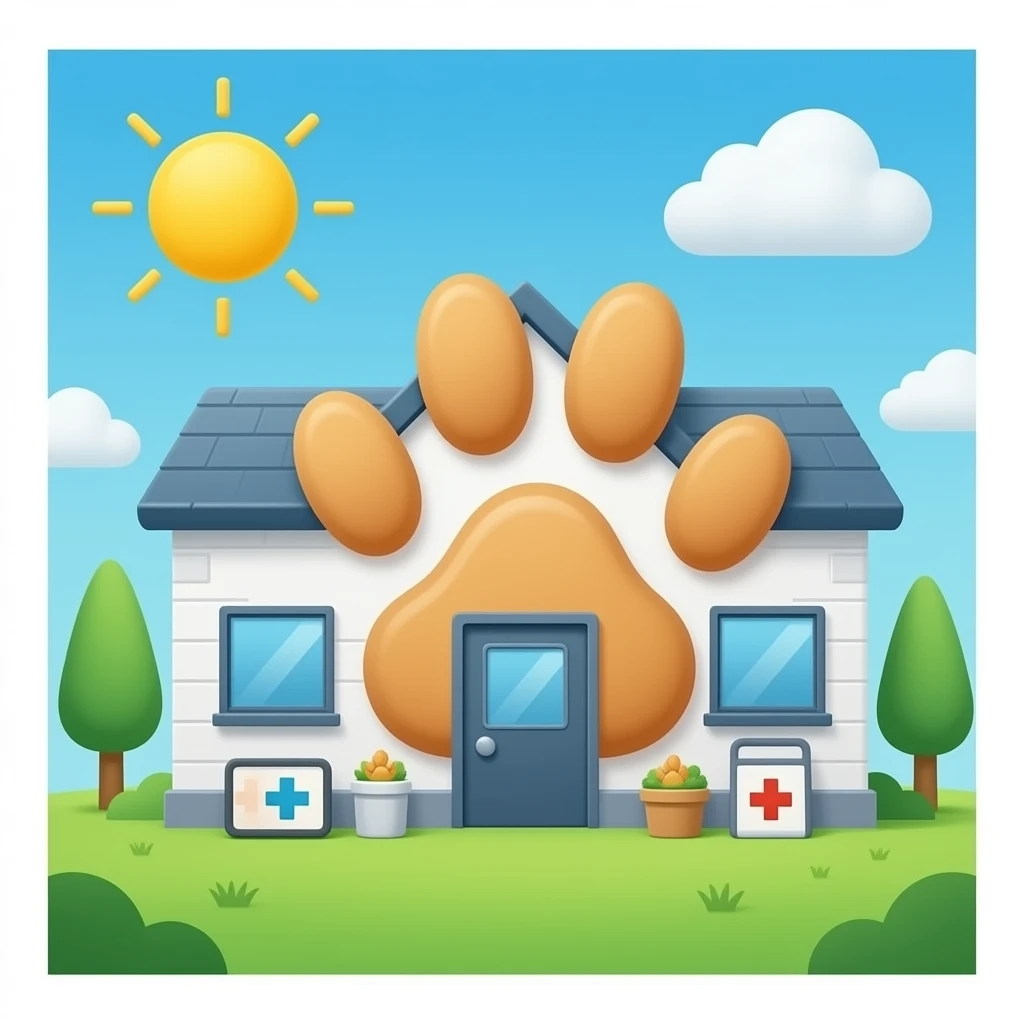 vet clinic with a paw emoji