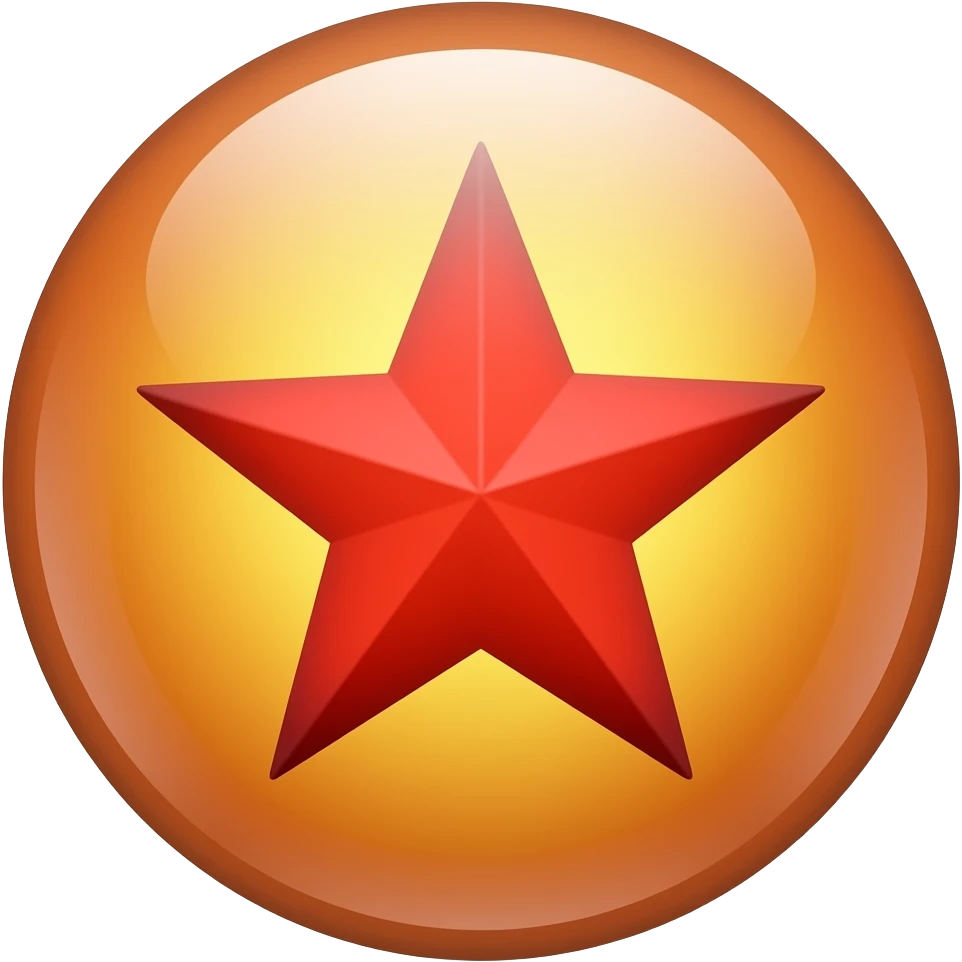fait moi une boule de cristal  orange avec une étoila rouge a l'intérieure emoji