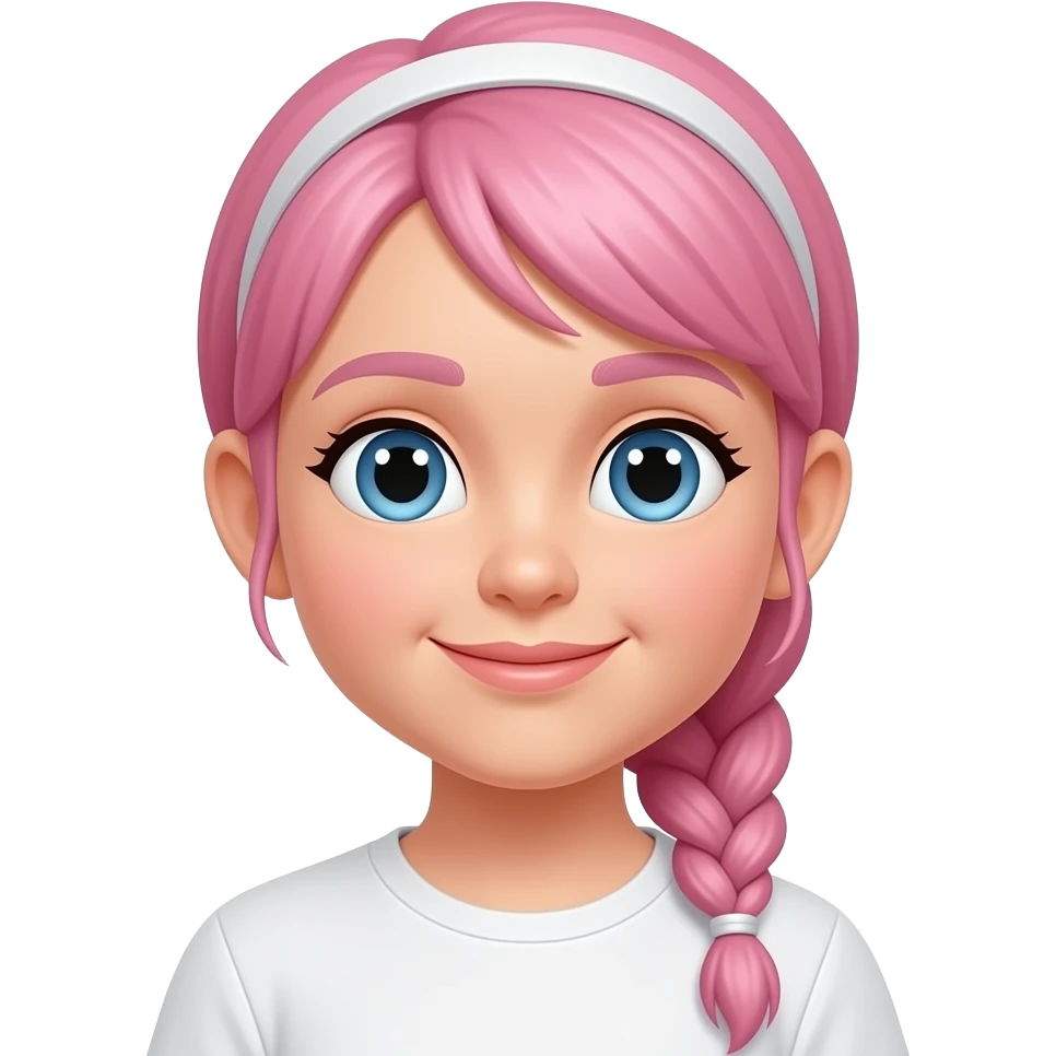 young girl with braid pink hairs and wear hair band emoji