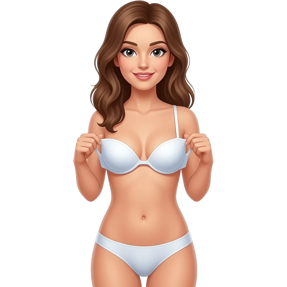 Sexy girl naked full body holding her bra off emoji