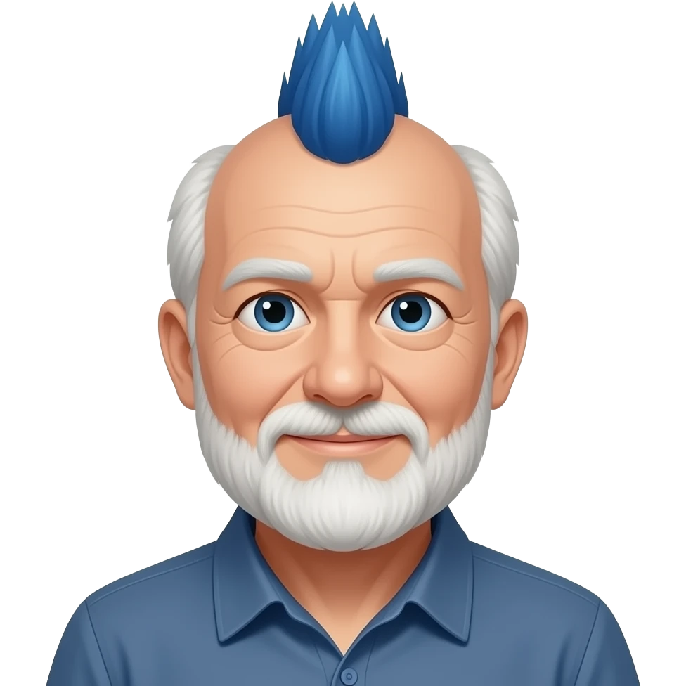 man skin mohawk and blue yes older no barber emoji