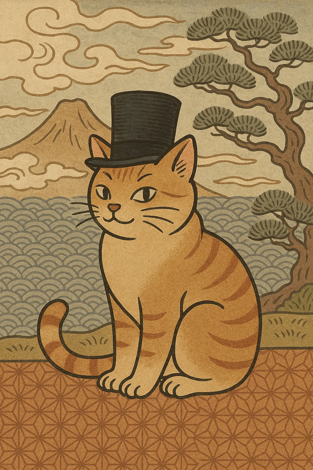 cat wearing a tophat emoji