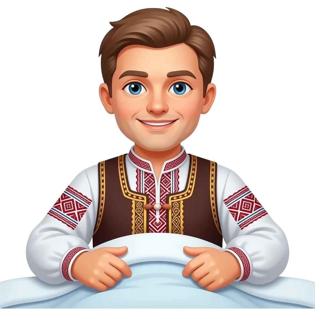 a russian peasant in national suit waking up in thhe morning emoji