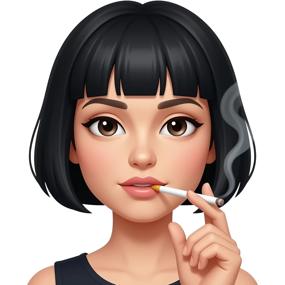 woman smoking  with a black bob haircut emoji