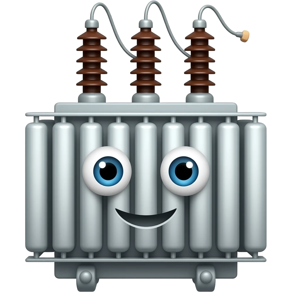 electrical grid transformer with a face emoji
