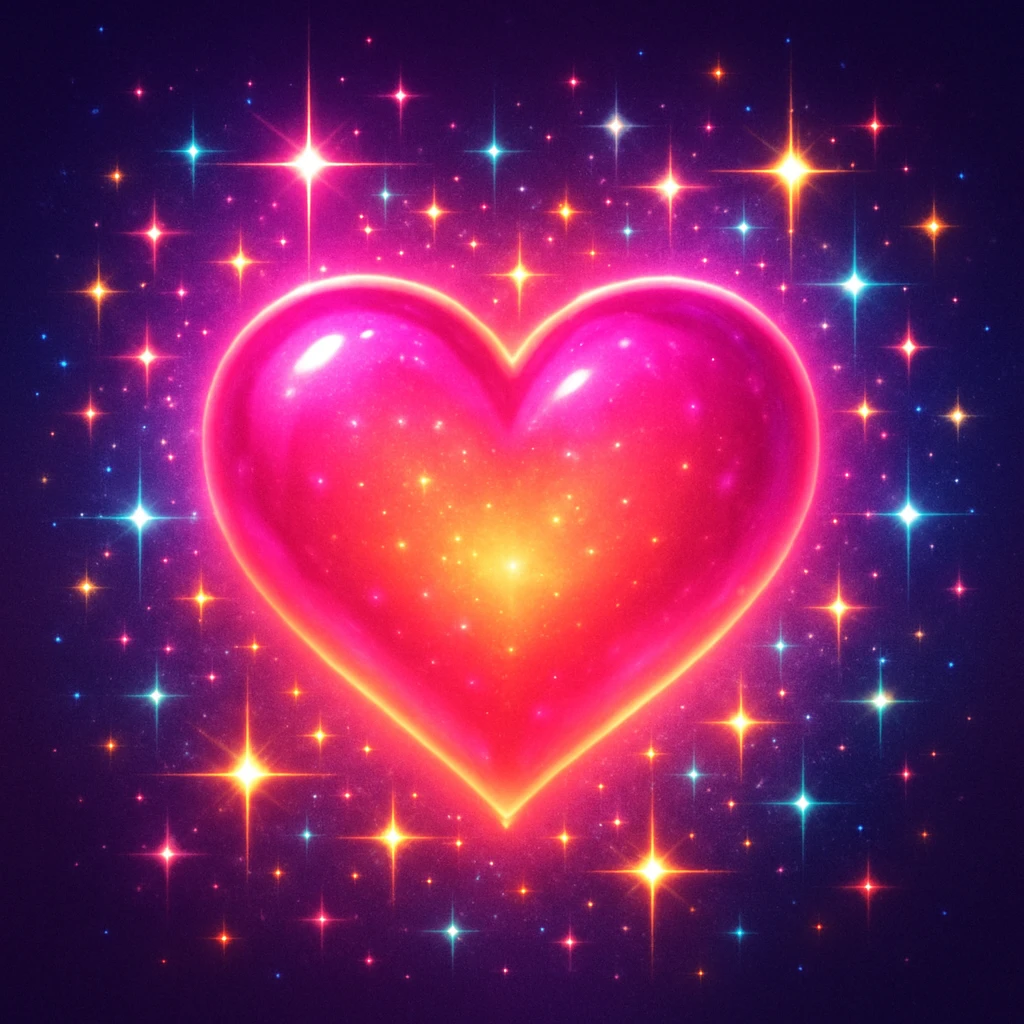 sparkling heart, vibrant, glowing, with sparkles emoji